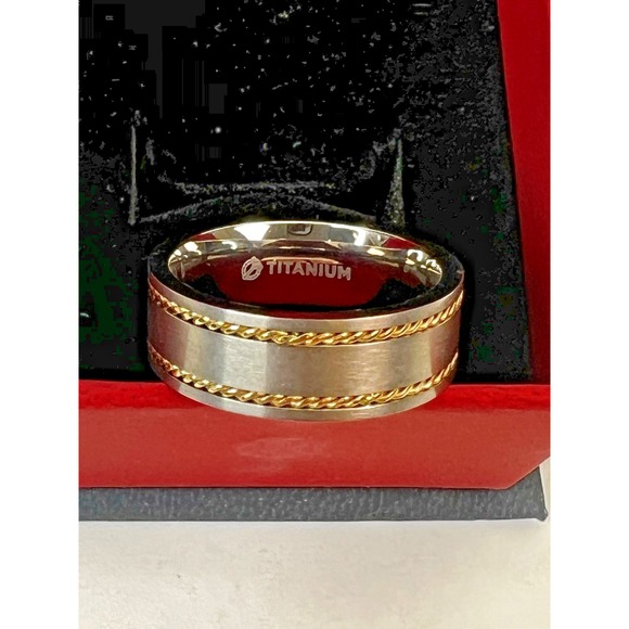 THORSTEN Wedding Ring‎ Ferdinand Titanium w/ Yellow Gold Inlay 8mm Men's Size 10